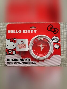Hello Kitty White & Red USB-A Wall Charger with USB-A to USB-C Cable